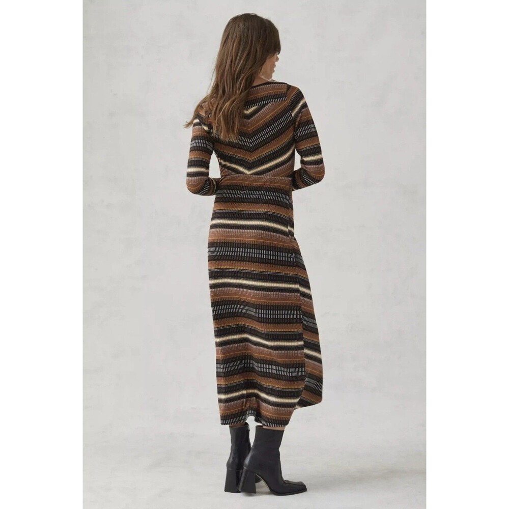 Anthropologie Maeve Striped Wrap Midi Dress Sz XS - Picture 3 of 12